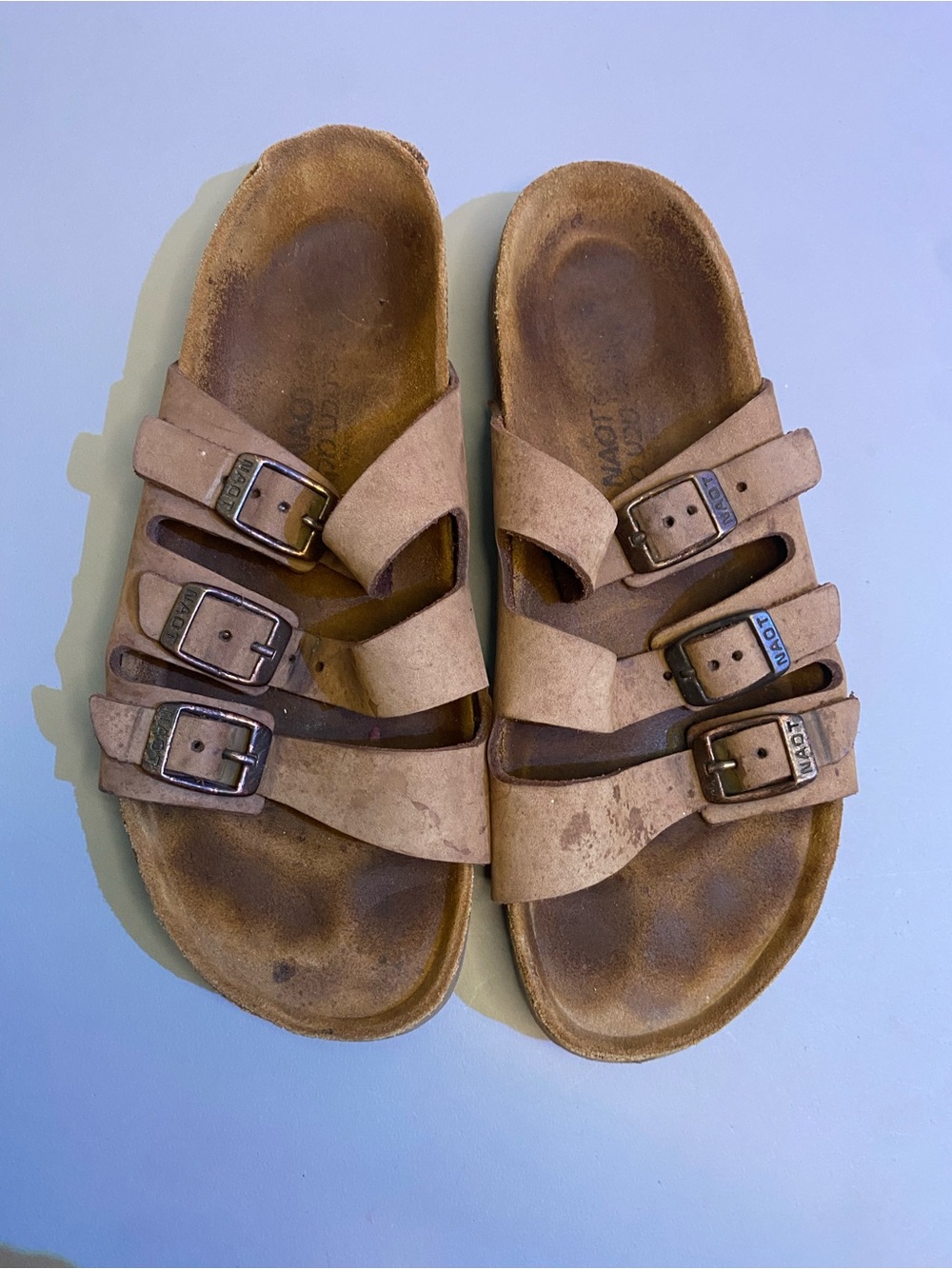 Naot Austin Brown Suede Leather Sandals Three Strap Flat Slip On Size US 7.5-8 - Picture 3 of 11